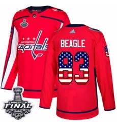 Youth Adidas Washington Capitals #83 Jay Beagle Authentic Red USA Flag Fashion 2018 Stanley Cup Final NHL Jersey