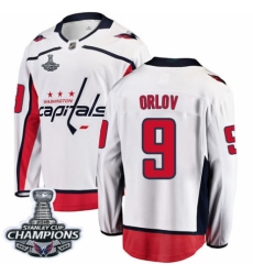 Youth Washington Capitals #9 Dmitry Orlov Fanatics Branded White Away Breakaway 2018 Stanley Cup Final Champions NHL Jersey