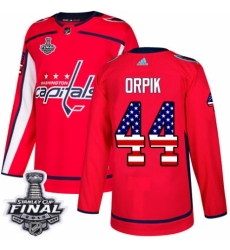 Men's Adidas Washington Capitals #44 Brooks Orpik Authentic Red USA Flag Fashion 2018 Stanley Cup Final NHL Jersey