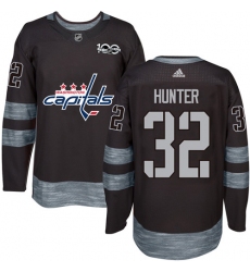 Men's Adidas Washington Capitals #32 Dale Hunter Premier Black 1917-2017 100th Anniversary NHL Jersey
