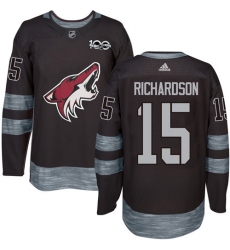 Men's Adidas Arizona Coyotes #15 Brad Richardson Authentic Black 1917-2017 100th Anniversary NHL Jersey
