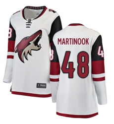 Women's Arizona Coyotes #48 Jordan Martinook Authentic White Away Fanatics Branded Breakaway NHL Jersey