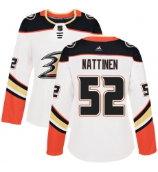 Women's Adidas Anaheim Ducks #52 Julius Nattinen Authentic White Away NHL Jersey