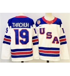 Men's USA #19 Matthew Tkachuk White 2025-2026 Stitched Jersey