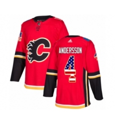 Youth Reebok Calgary Flames #4 Rasmus Andersson Authentic Red USA Flag Fashion NHL Jersey