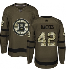 Men's Adidas Boston Bruins #42 David Backes Authentic Green Salute to Service NHL Jersey