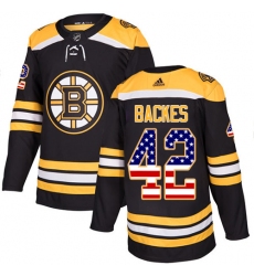 Youth Adidas Boston Bruins #42 David Backes Authentic Black USA Flag Fashion NHL Jersey