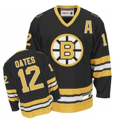 Men's CCM Boston Bruins #12 Adam Oates Authentic Black/Gold Throwback NHL Jersey