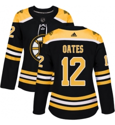 Women's Adidas Boston Bruins #12 Adam Oates Premier Black Home NHL Jersey