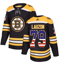 Youth Adidas Boston Bruins #79 Jeremy Lauzon Authentic Black USA Flag Fashion NHL Jersey