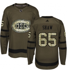 Men's Adidas Montreal Canadiens #65 Andrew Shaw Authentic Green Salute to Service NHL Jersey