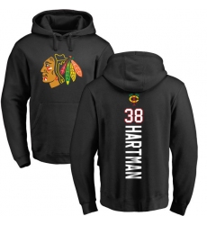 NHL Adidas Chicago Blackhawks #38 Ryan Hartman Black Backer Pullover Hoodie