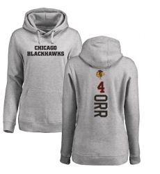 NHL Women's Adidas Chicago Blackhawks #4 Bobby Orr Ash Backer Pullover Hoodie