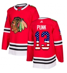 Youth Adidas Chicago Blackhawks #13 CM Punk Authentic Red USA Flag Fashion NHL Jersey