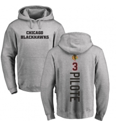 NHL Adidas Chicago Blackhawks #3 Pierre Pilote Ash Backer Pullover Hoodie
