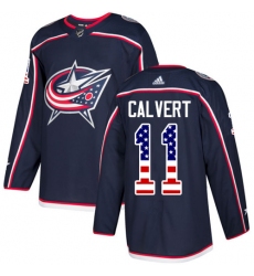 Youth Adidas Columbus Blue Jackets #11 Matt Calvert Authentic Navy Blue USA Flag Fashion NHL Jersey