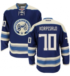 Youth Reebok Columbus Blue Jackets #70 Joonas Korpisalo Authentic Navy Blue Third NHL Jersey