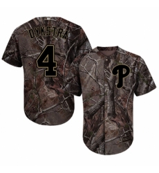 Men's Majestic Philadelphia Phillies #4 Lenny Dykstra Authentic Camo Realtree Collection Flex Base MLB Jersey