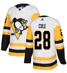 Youth Adidas Pittsburgh Penguins #28 Ian Cole Authentic White Away NHL Jersey