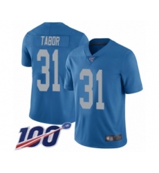 Men's Detroit Lions #31 Teez Tabor Blue Alternate Vapor Untouchable Limited Player 100th Season Football Jersey