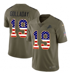 Men's Nike Detroit Lions #19 Kenny Golladay Limited Olive/USA Flag Salute to Service NFL Jersey