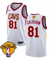 Women's Nike Cleveland Cavaliers #81 Jose Calderon Authentic White 2018 NBA Finals Bound NBA Jersey - Association Edition