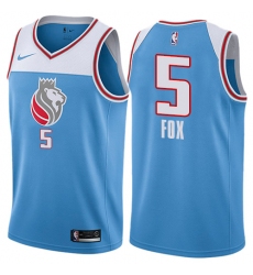 Men's Nike Sacramento Kings #5 De'Aaron Fox Swingman Blue NBA Jersey - City Edition