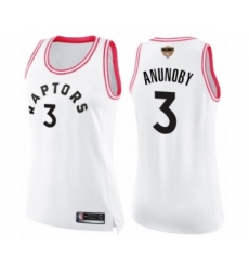 Women's Toronto Raptors #3 OG Anunoby Swingman White Pink Fashion 2019 Basketball Finals Bound Jersey
