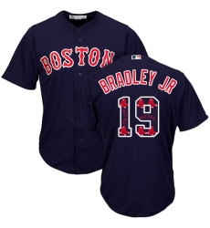 Men's Majestic Boston Red Sox #19 Jackie Bradley Jr Authentic Navy Blue Team Logo Fashion Cool Base MLB Jersey
