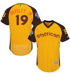 Men's Majestic Boston Red Sox #19 Jackie Bradley Jr Yellow 2016 All-Star American League BP Authentic Collection Flex Base MLB Jersey