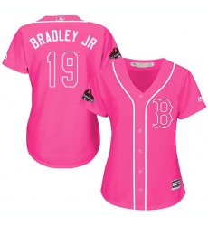 Women's Majestic Boston Red Sox #19 Jackie Bradley Jr Authentic Pink Fashion 2018 World Series Champions MLB Jersey
