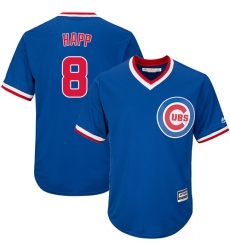 Youth Majestic Chicago Cubs #8 Ian Happ Authentic Royal Blue Cooperstown Cool Base MLB Jersey