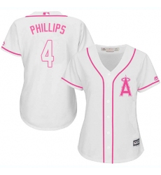 Women's Majestic Los Angeles Angels of Anaheim #4 Brandon Phillips Replica White Fashion Cool Base MLB Jersey