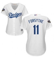 Women's Majestic Los Angeles Dodgers #11 Logan Forsythe Authentic White Home Cool Base 2018 World Series MLB Jersey