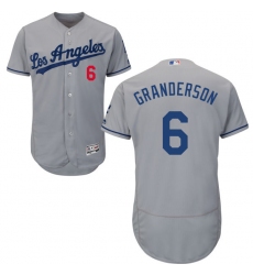 Men's Majestic Los Angeles Dodgers #6 Curtis Granderson Grey Flexbase Authentic Collection MLB Jersey