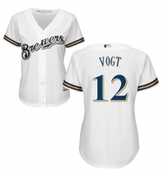 Women's Majestic Milwaukee Brewers #12 Stephen Vogt Authentic White Home Cool Base MLB Jersey