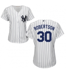 Women's Majestic New York Yankees #30 David Robertson Authentic White Home MLB Jersey