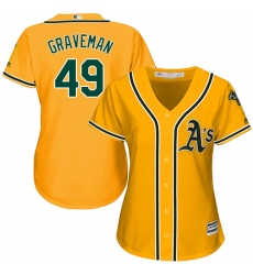 Women's Majestic Oakland Athletics #49 Kendall Graveman Replica Gold Alternate 2 Cool Base MLB Jersey