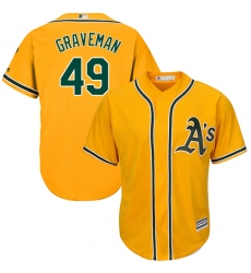 Youth Majestic Oakland Athletics #49 Kendall Graveman Replica Gold Alternate 2 Cool Base MLB Jersey