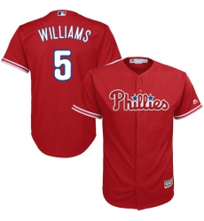 Youth Majestic Philadelphia Phillies #5 Nick Williams Authentic Red Alternate Cool Base MLB Jersey