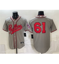 Men's Philadelphia Phillies #61 Cristopher Sánchez Gray 2026 Field of Dreams Stadium Stitched Baseball Jersey