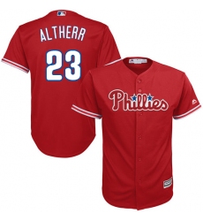 Youth Majestic Philadelphia Phillies #23 Aaron Altherr Authentic Red Alternate Cool Base MLB Jersey