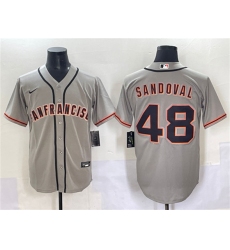 Men's San Francisco Giants #48 Pablo Sandoval Gray Cool Base Stitched Baseball Jersey