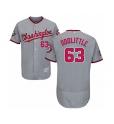 Men's Washington Nationals #63 Sean Doolittle Grey Road Flex Base Authentic Collection 2019 World Series Bound Baseball Jersey