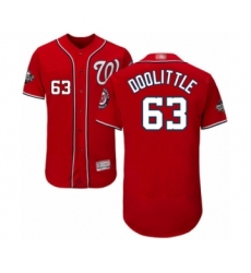Men's Washington Nationals #63 Sean Doolittle Red Alternate Flex Base Authentic Collection 2019 World Series Bound Baseball Jersey
