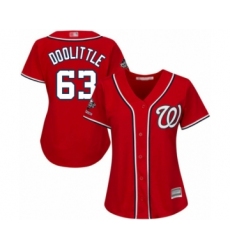 Women's Washington Nationals #63 Sean Doolittle Authentic Red Alternate 1 Cool Base 2019 World Series Champions Baseball Jersey