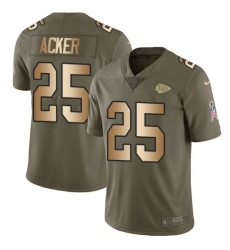 Men's Nike Kansas City Chiefs #25 Kenneth Acker Limited Olive/Gold 2017 Salute to Service NFL Jersey