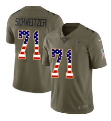 Men's Nike Atlanta Falcons #71 Wes Schweitzer Limited Olive/USA Flag 2017 Salute to Service NFL Jersey