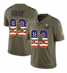 Men's Nike Cleveland Browns #93 Trevon Coley Limited Olive/USA Flag 2017 Salute to Service NFL Jersey