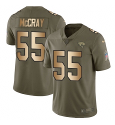 Youth Nike Jacksonville Jaguars #55 Lerentee McCray Limited Olive/Gold 2017 Salute to Service NFL Jersey